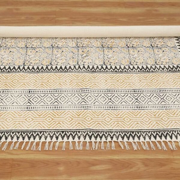 Brown Floral Cotton Handmade Large Rug - Image 6