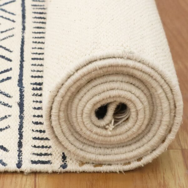 Brown Floral Cotton Handmade Large Rug - Image 7
