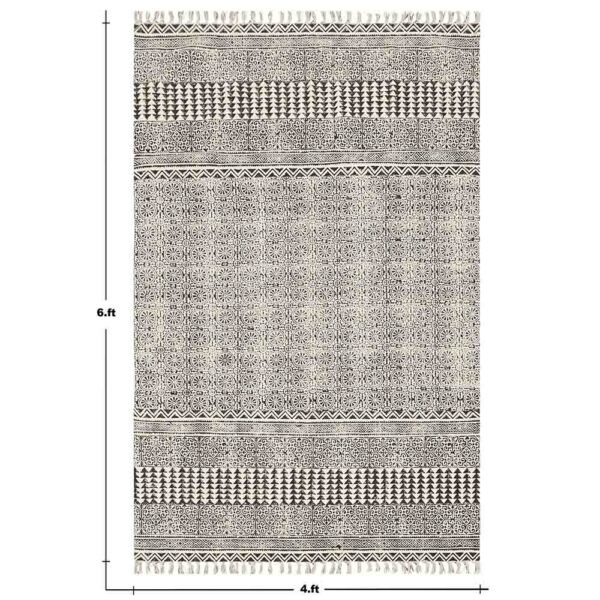 Handmade Geometric Black Area Rug - Image 3