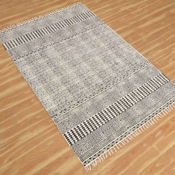 Handmade Geometric Black Area Rug - Image 4