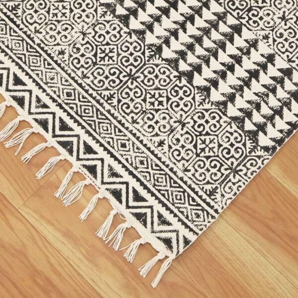 Handmade Geometric Black Area Rug - Image 5