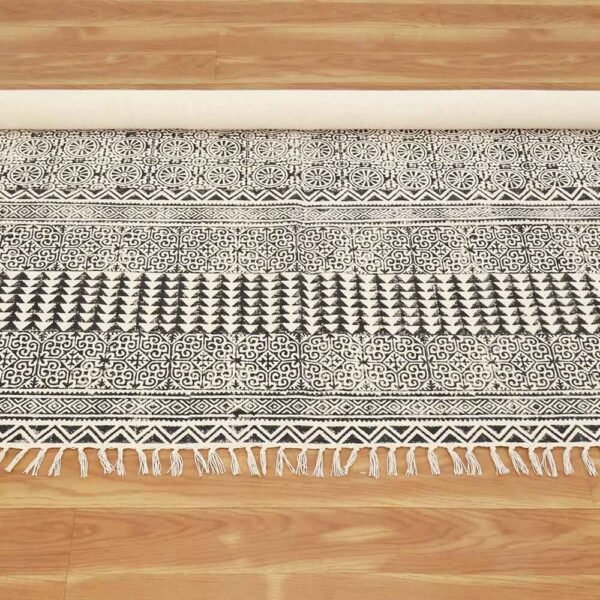 Handmade Geometric Black Area Rug - Image 7