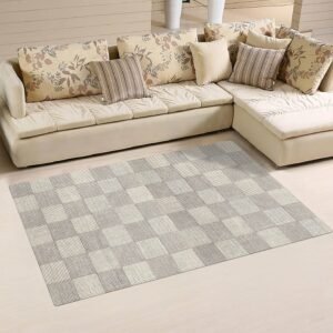 Handmade Cotton Block Printed Geometric Rug