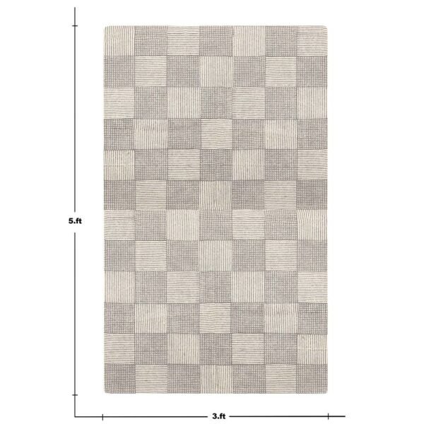Handmade Cotton Block Printed Geometric Rug - Image 3