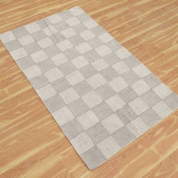 Handmade Cotton Block Printed Geometric Rug - Image 4