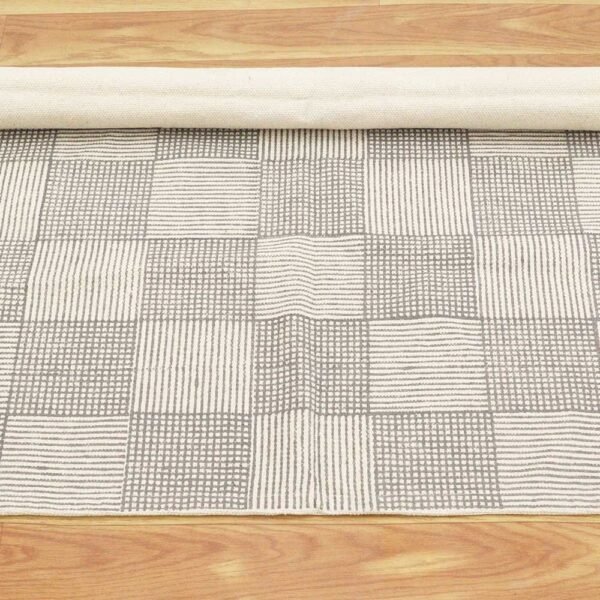 Handmade Cotton Block Printed Geometric Rug - Image 6