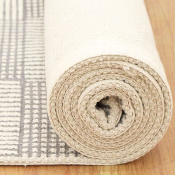 Handmade Cotton Block Printed Geometric Rug - Image 7