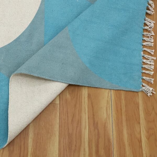 Hand Block Printed Cotton Green Area Rug - Image 5