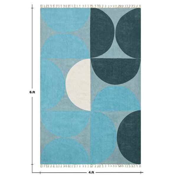 Hand Block Printed Cotton Green Area Rug - Image 8
