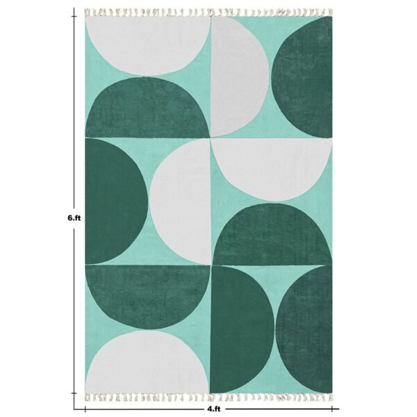 Cotton Made Hand Block Printed Geometric Area Rug - Image 3