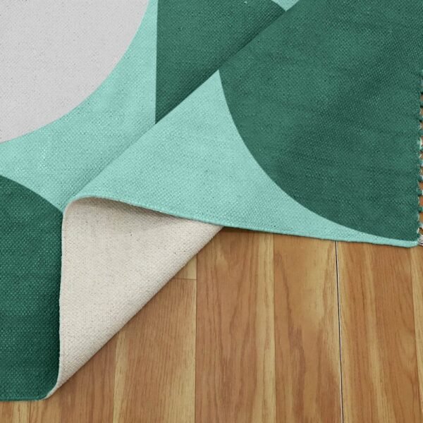 Cotton Made Hand Block Printed Geometric Area Rug - Image 5