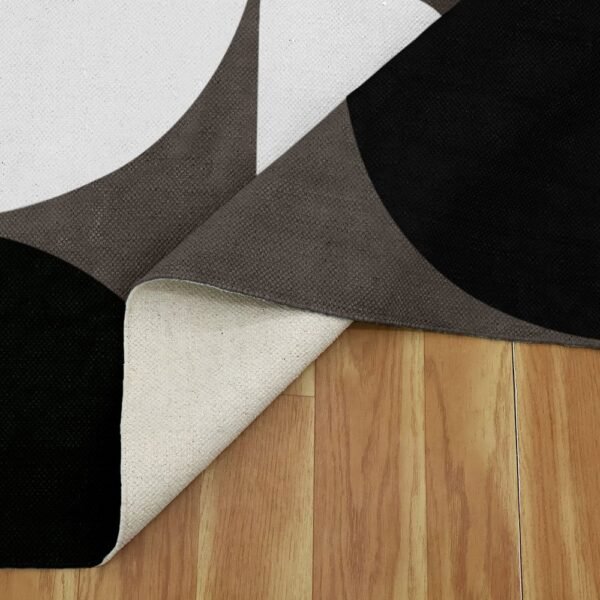 Black and White Handmade Geometric Rug with Cotton - Image 6
