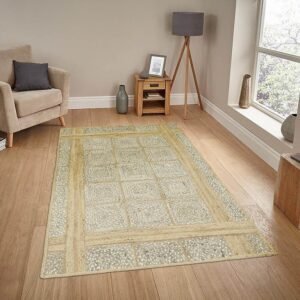 Handmade Beige Area Rug – Perfect for Living Room Elegance