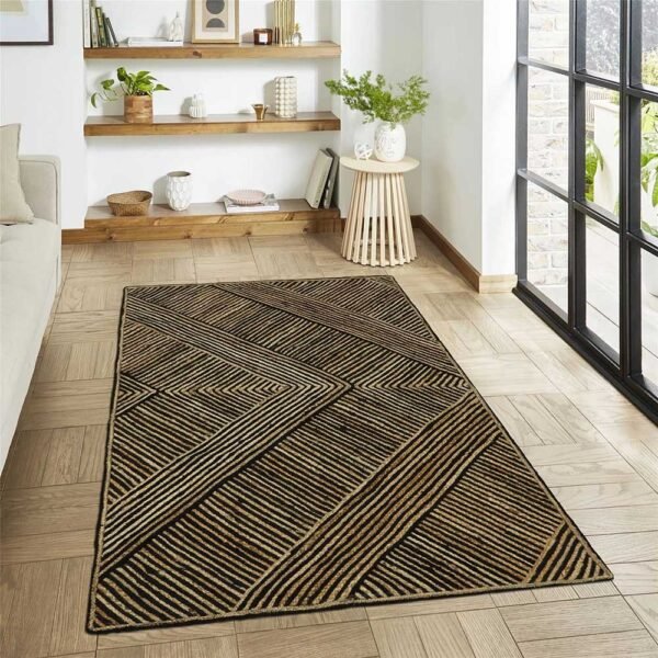 Large Handmade Black Jute Rug - Image 2