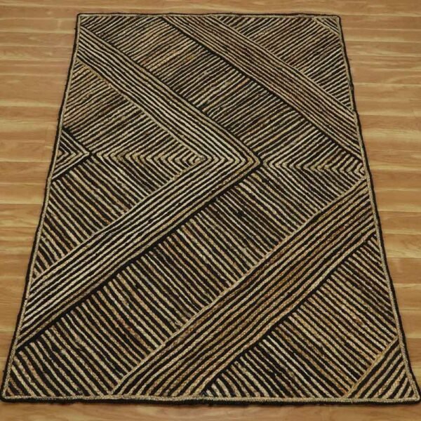 Large Handmade Black Jute Rug - Image 4