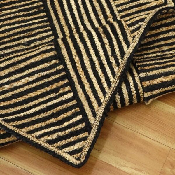 Large Handmade Black Jute Rug - Image 5