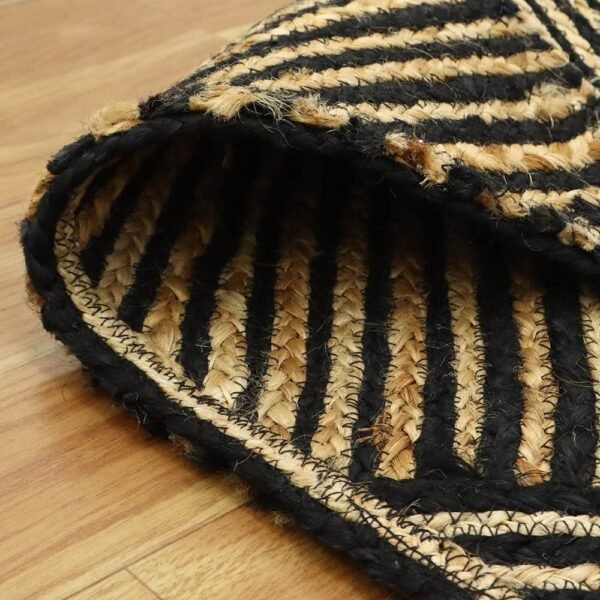 Large Handmade Black Jute Rug - Image 6