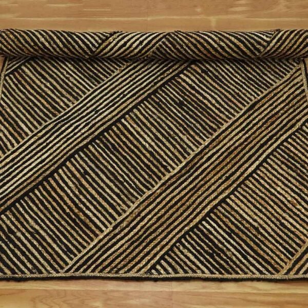 Large Handmade Black Jute Rug - Image 7