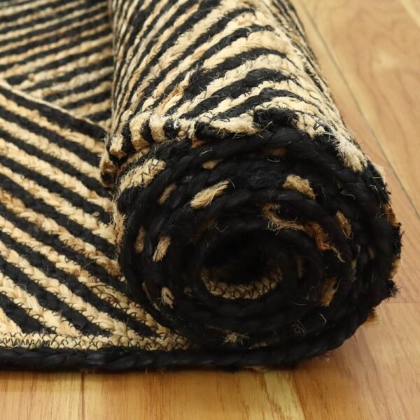 Large Handmade Black Jute Rug - Image 8