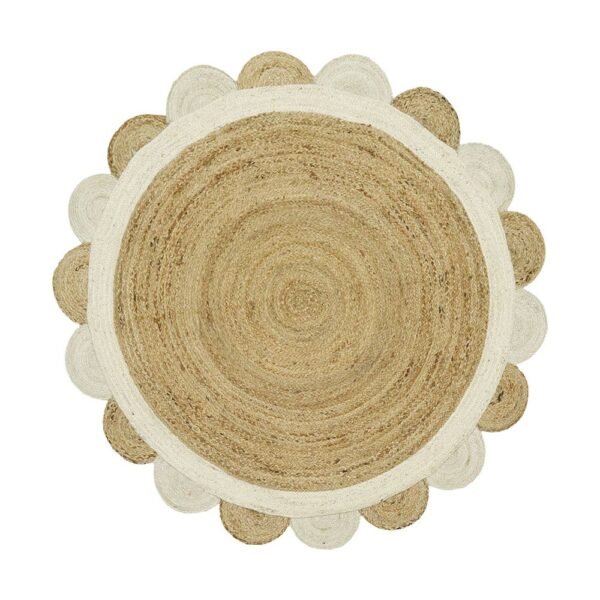 White Round Rug Handmade Geometric Rug