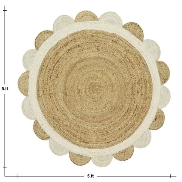 White Round Rug Handmade Geometric Rug - Image 3
