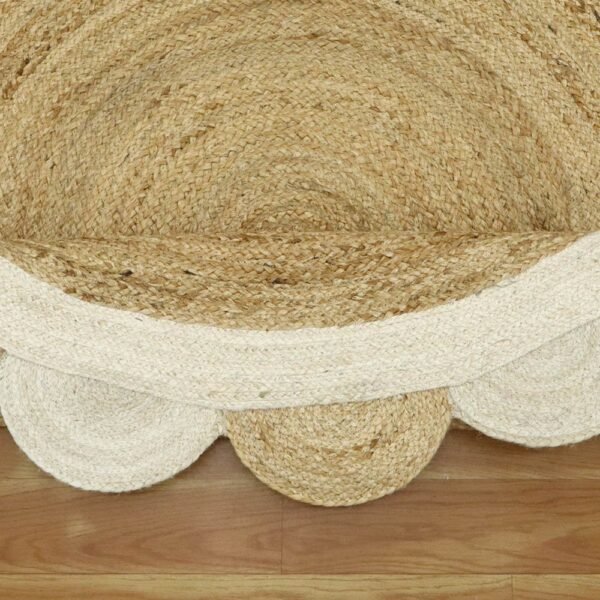 White Round Rug Handmade Geometric Rug - Image 5