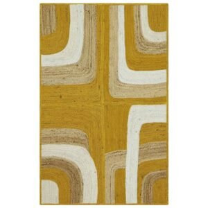 Beige Hand-Braided Geometric Jute Rug