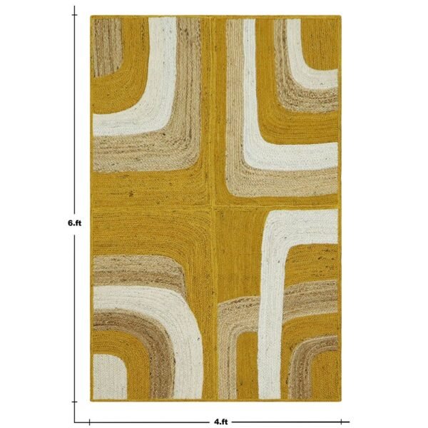 Beige Hand-Braided Geometric Jute Rug - Image 3