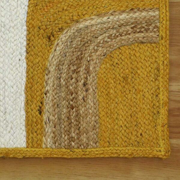 Beige Hand-Braided Geometric Jute Rug - Image 5