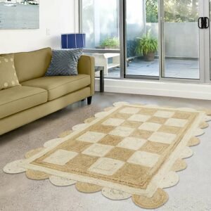 Scalloped Natural Jute Braided Rug Style Home Decor