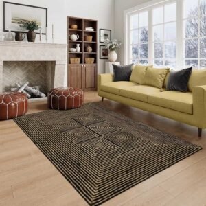 Handmade Stylish Natural Black Jute Rug