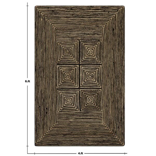 Handmade Stylish Natural Black Jute Rug - Image 3