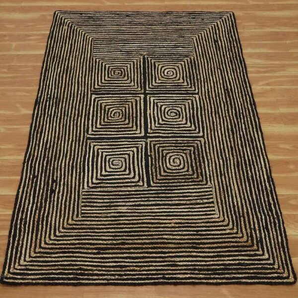 Handmade Stylish Natural Black Jute Rug - Image 4