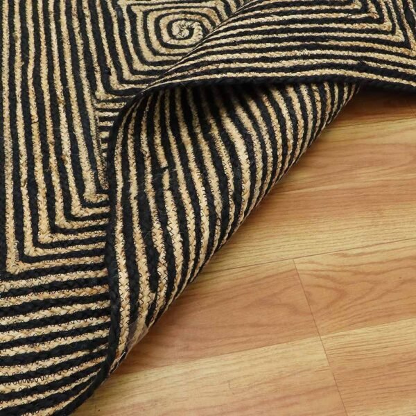 Handmade Stylish Natural Black Jute Rug - Image 5