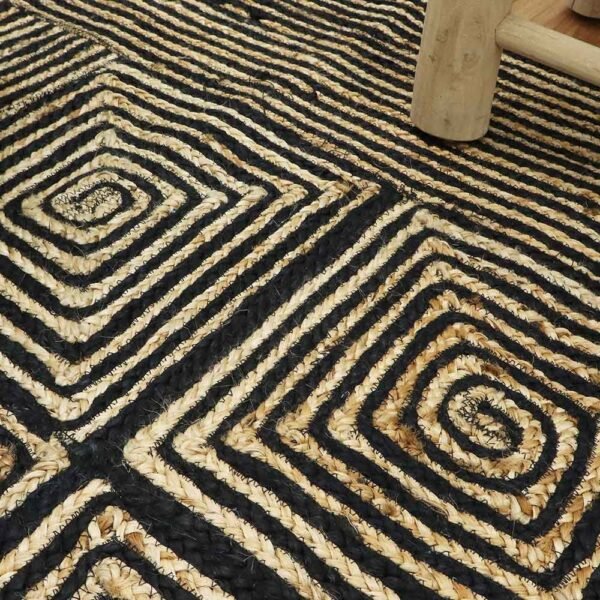 Handmade Stylish Natural Black Jute Rug - Image 7