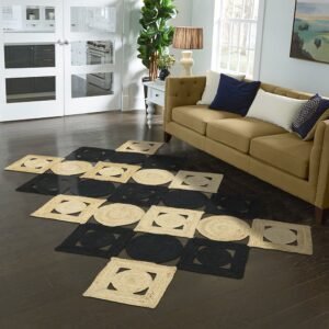 Handmade Stylish Natural Black Beige Jute Rug