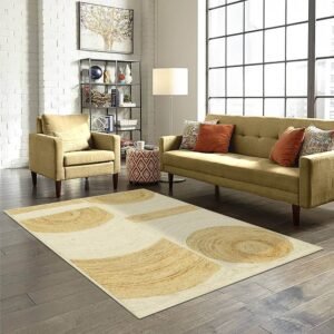 Handmade Ntural Beige Geometric Jute Area Rug