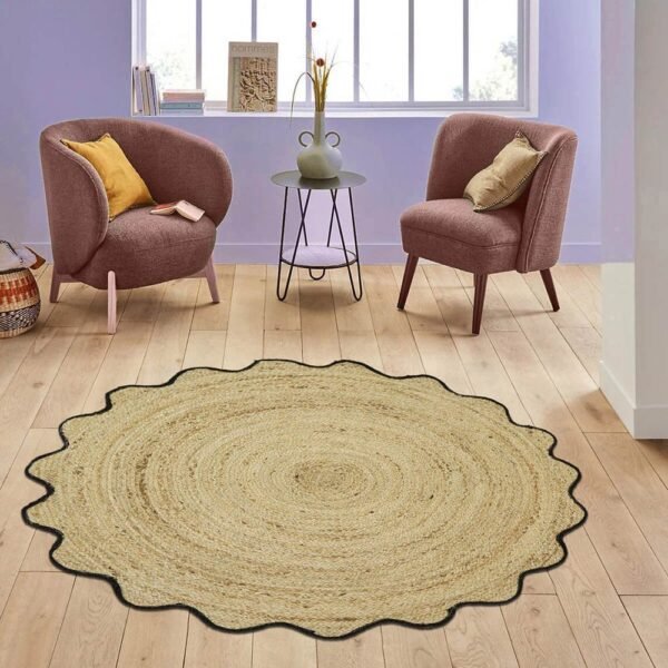 Handmade Beige Solid Jute Area Rug – Perfect for Entryways - Image 2