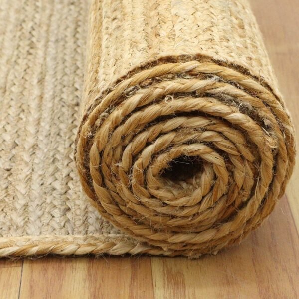 Handmade Natural Beige Rug- Dining Jute Area Rug - Image 8