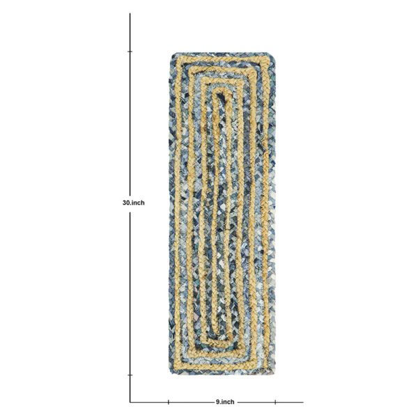 Hand Braided Chindi Cotton Jute Blue Stair Threads - Image 6