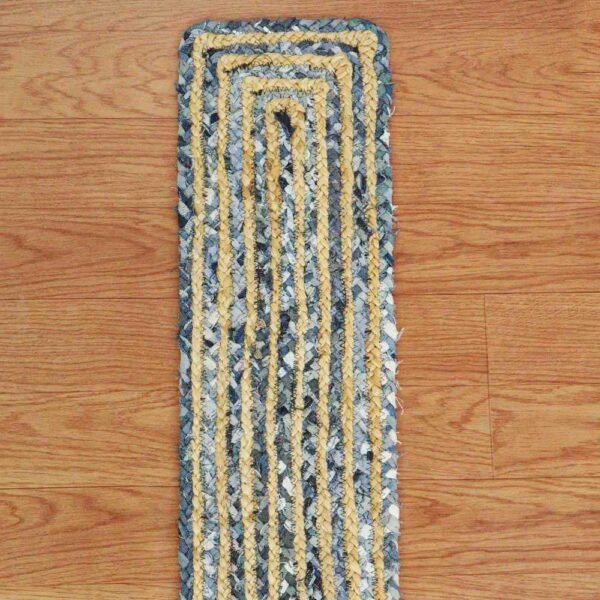 Hand Braided Chindi Cotton Jute Blue Stair Threads - Image 3