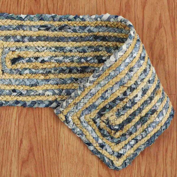Hand Braided Chindi Cotton Jute Blue Stair Threads - Image 5