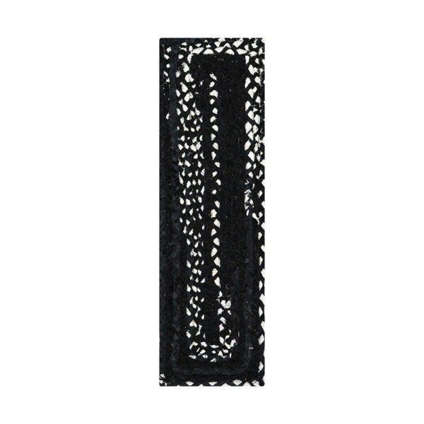 Handmade Chindi Cotton Black Stair Steps Mats
