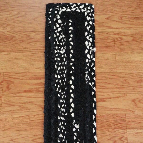 Handmade Chindi Cotton Black Stair Steps Mats - Image 4