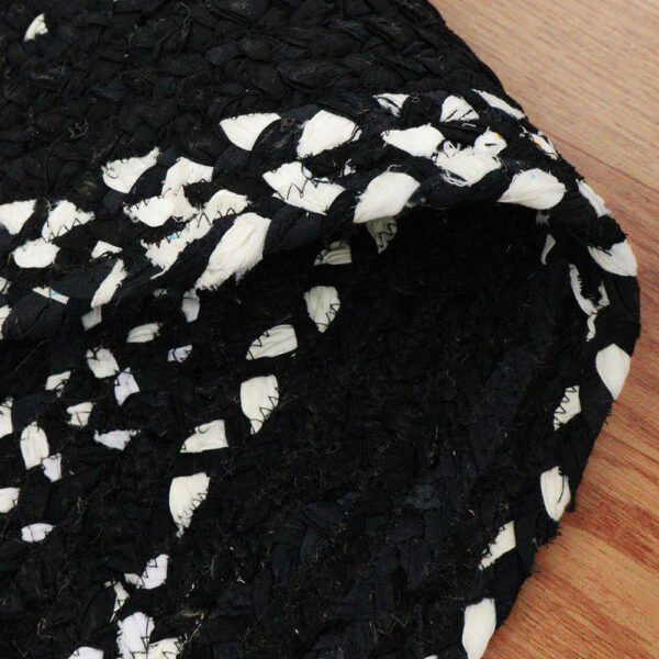 Handmade Chindi Cotton Black Stair Steps Mats - Image 5