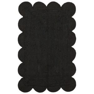 Elegant Scalloped Hand-Braided Jute Area Rug – Large Size