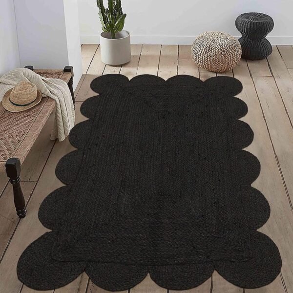 Elegant Scalloped Hand-Braided Jute Area Rug – Large Size - Image 2