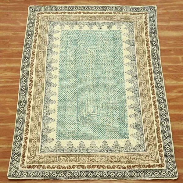 Hand Block Printed Jute Large Area Rug - Image 4