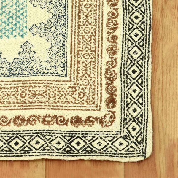 Hand Block Printed Jute Large Area Rug - Image 5