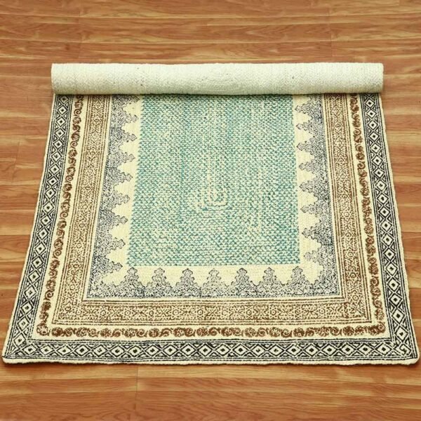 Hand Block Printed Jute Large Area Rug - Image 7